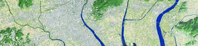 衛星写真・衛星画像・空撮   岡山県・半調・影1