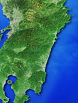 宮崎県の衛星写真