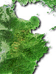 大分県の衛星写真