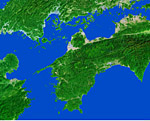 愛媛県の衛星写真