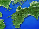 愛媛県の衛星写真