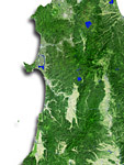 秋田県の衛星写真