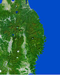 岩手県の衛星写真
