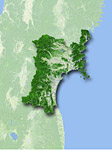 宮城県の衛星写真