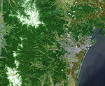 宮城県の衛星写真