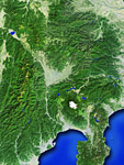 山梨県の衛星写真