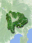山梨県の衛星写真
