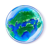 中国　四国　衛星写真　球体