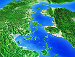 中国　瀬戸内海　衛星写真