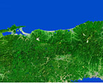 鳥取県の衛星写真