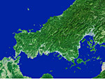 山口県の衛星写真