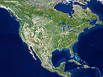 北アメリカ　衛星写真